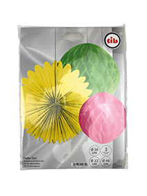 Lampion Set 3teilig neon-gelb-grün-pink