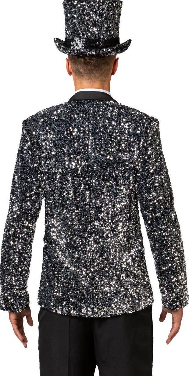 Glitzer Jackett mit Silber Pailletten deluxe Größe 50