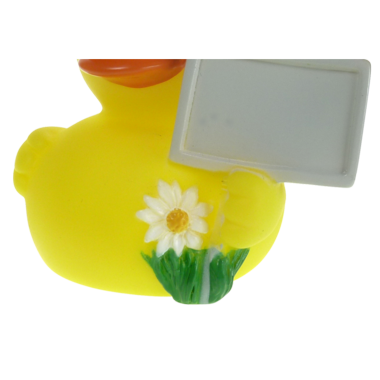 Info Badeente 8cm mit grauem Schild