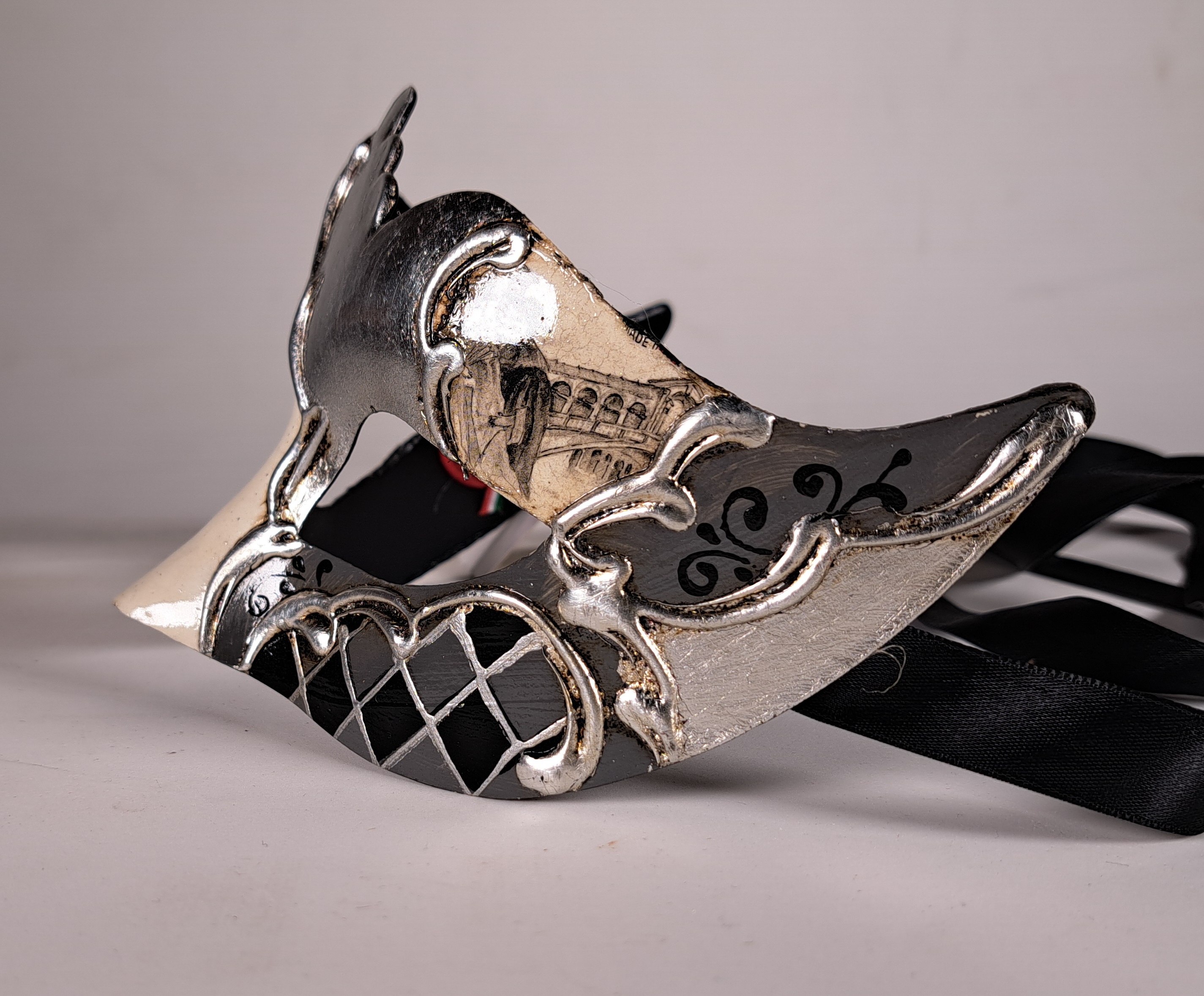 Venezianische Maske Columbine Punta VENEZIA silber