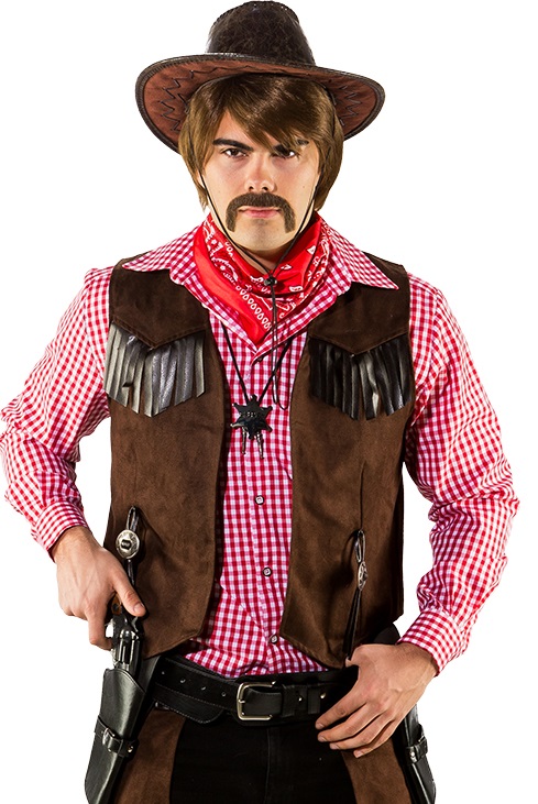 Cowboy Weste Gr. 52/54 Wildlederimitat braun