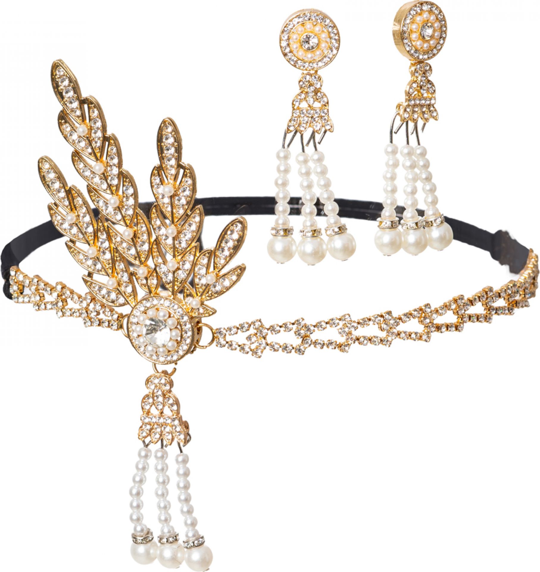 20er Jahre Damen Set deluxe Haarband mit Ohrringen