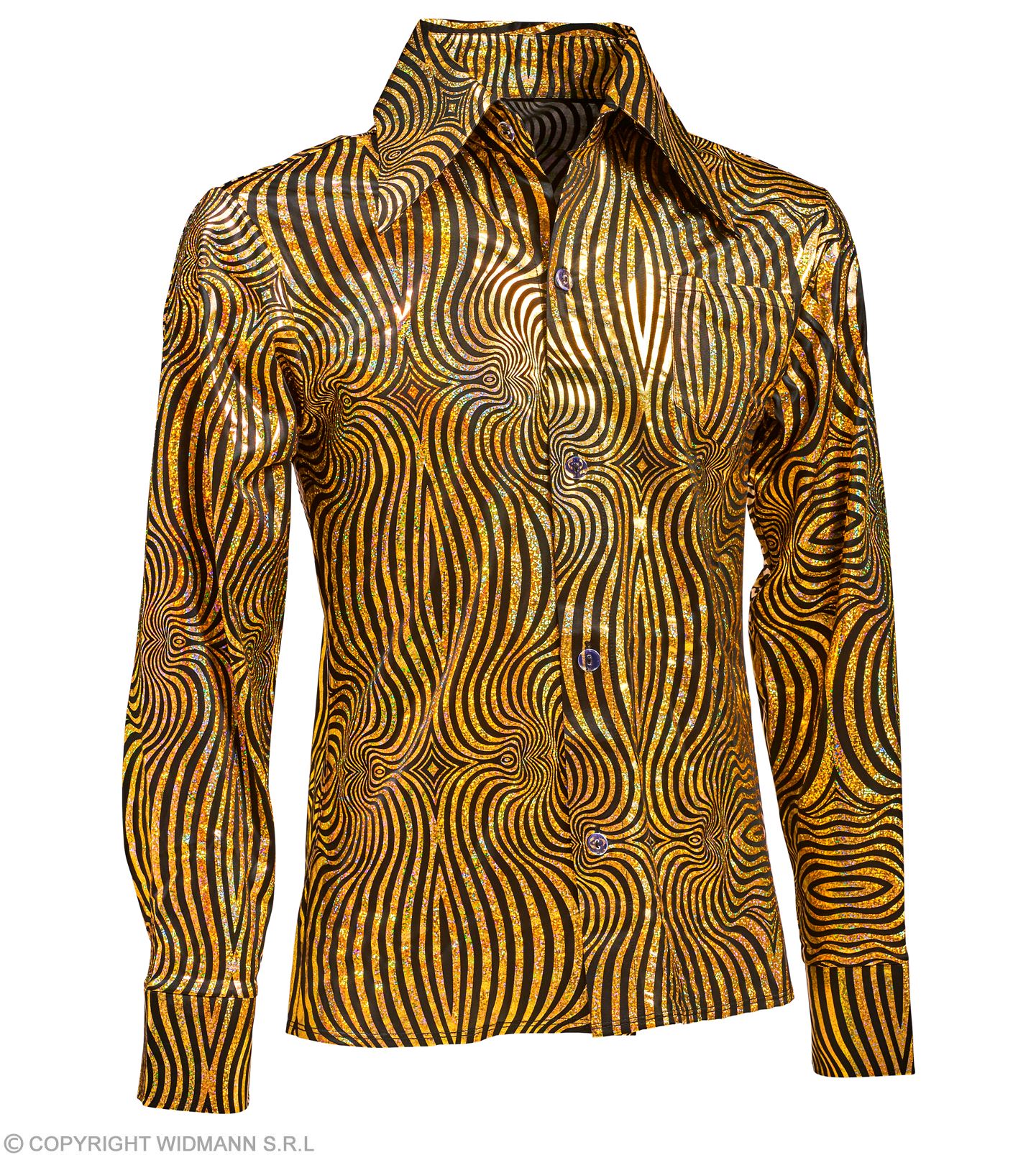 70er Disco Shirt  S/M gold-schwarz