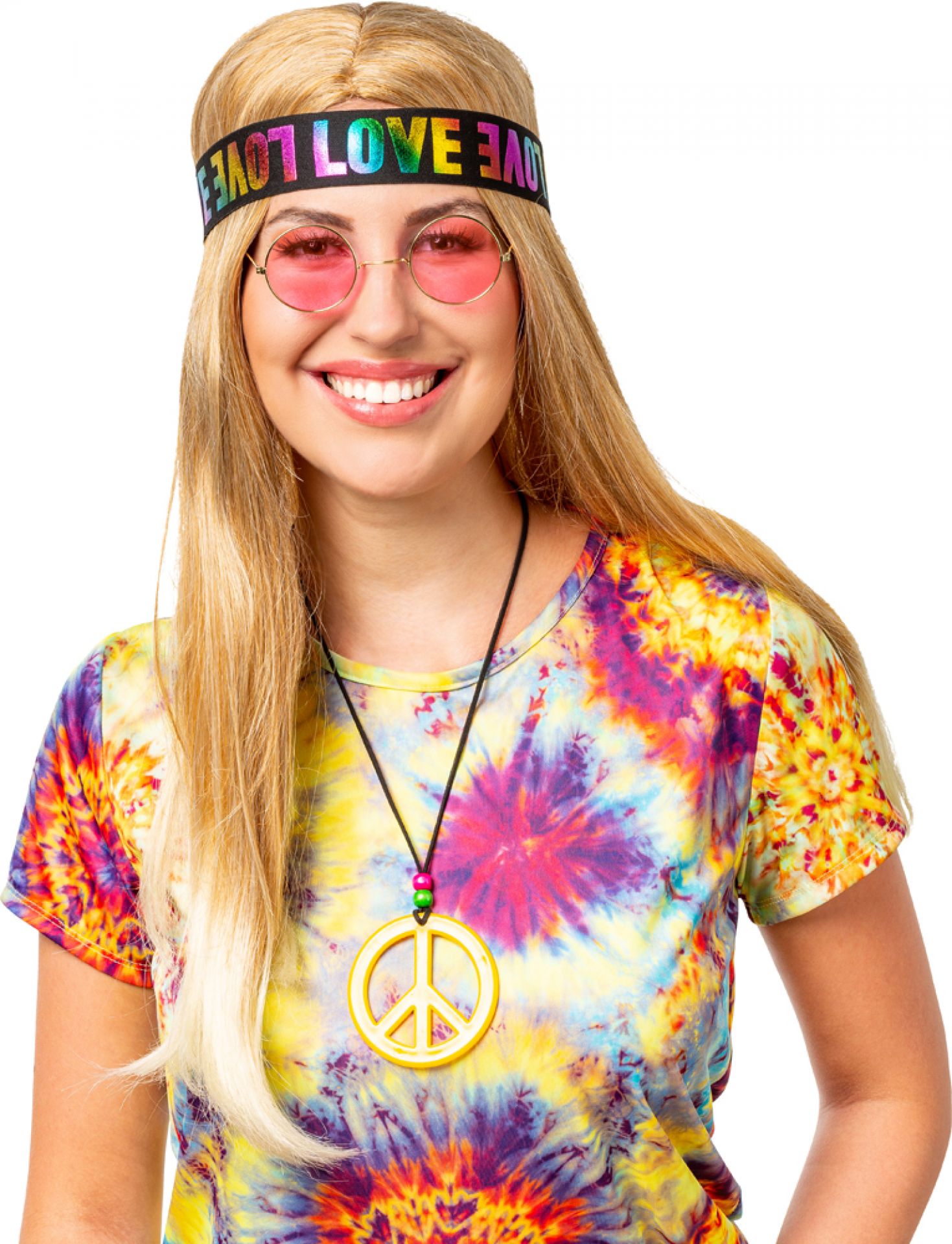 Hippie Set LOVE Stirnband, Peace Kette und Brille