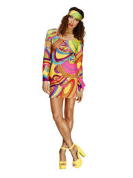 70er Jahre Flower Power Kleid MEDIUM mit Stirnband  *)