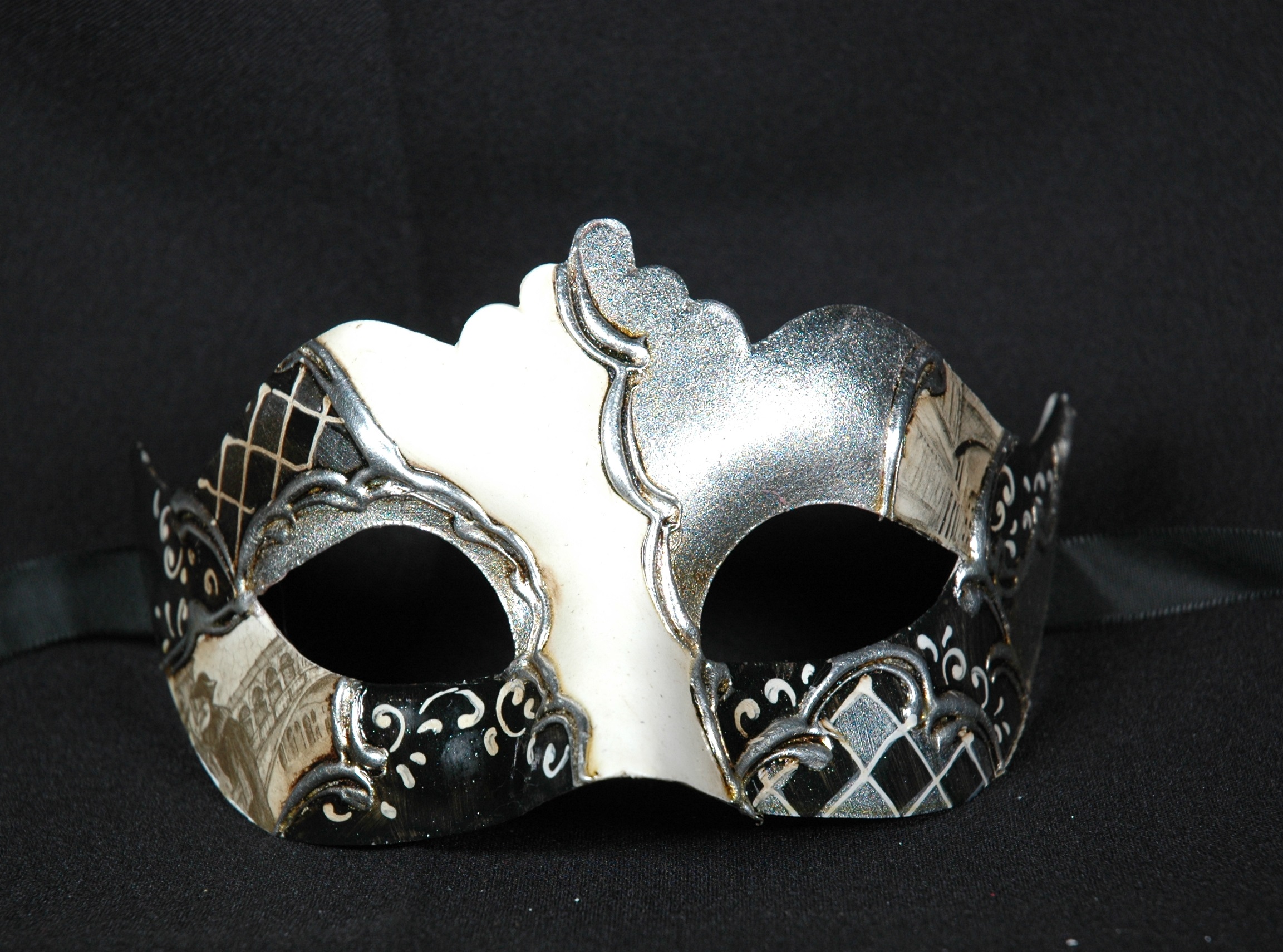 Venezianische Maske Columbine Punta VENEZIA silber