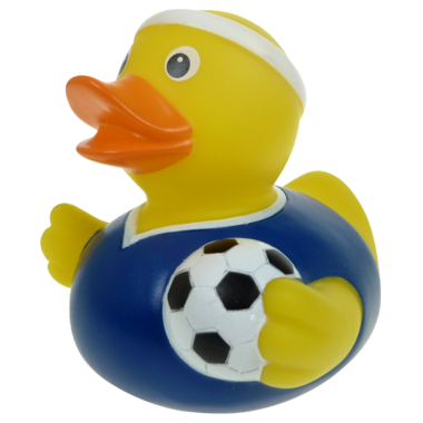 Fußball Badeente mit blauem Trikot 8cm