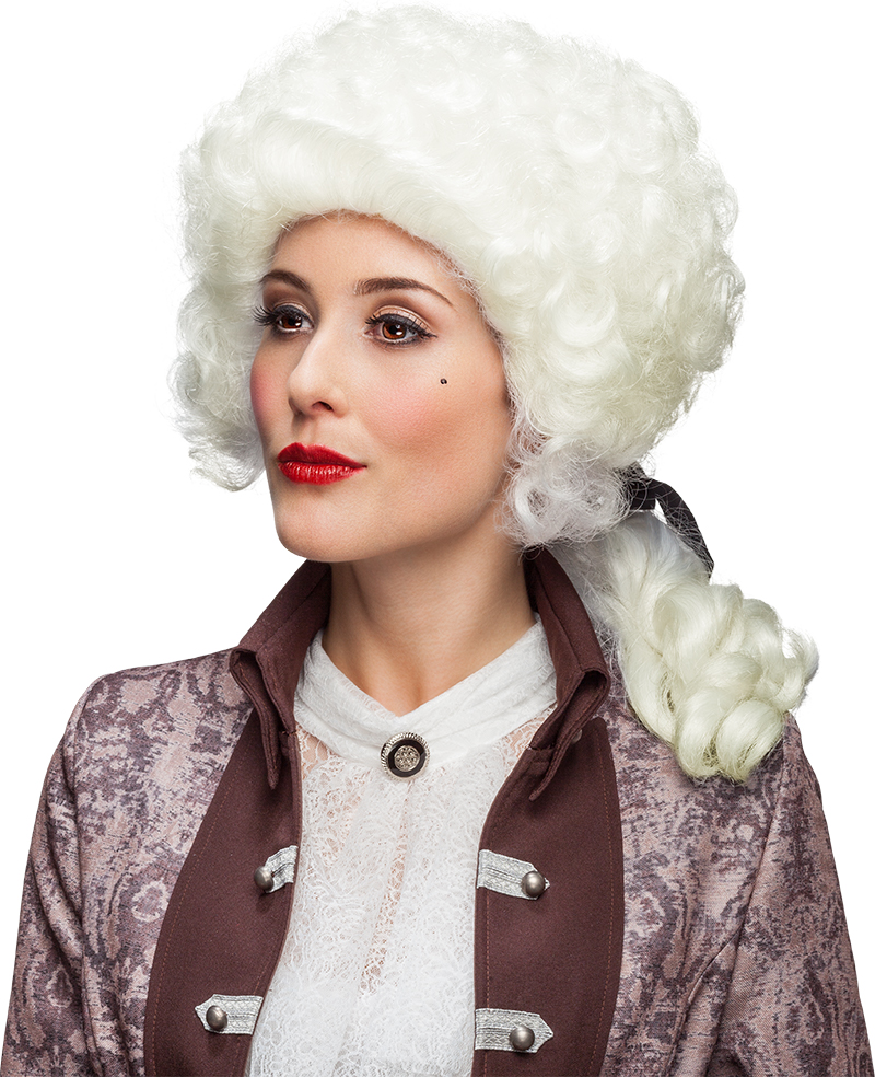 Barock Perücke natur  mit offenem Zopf