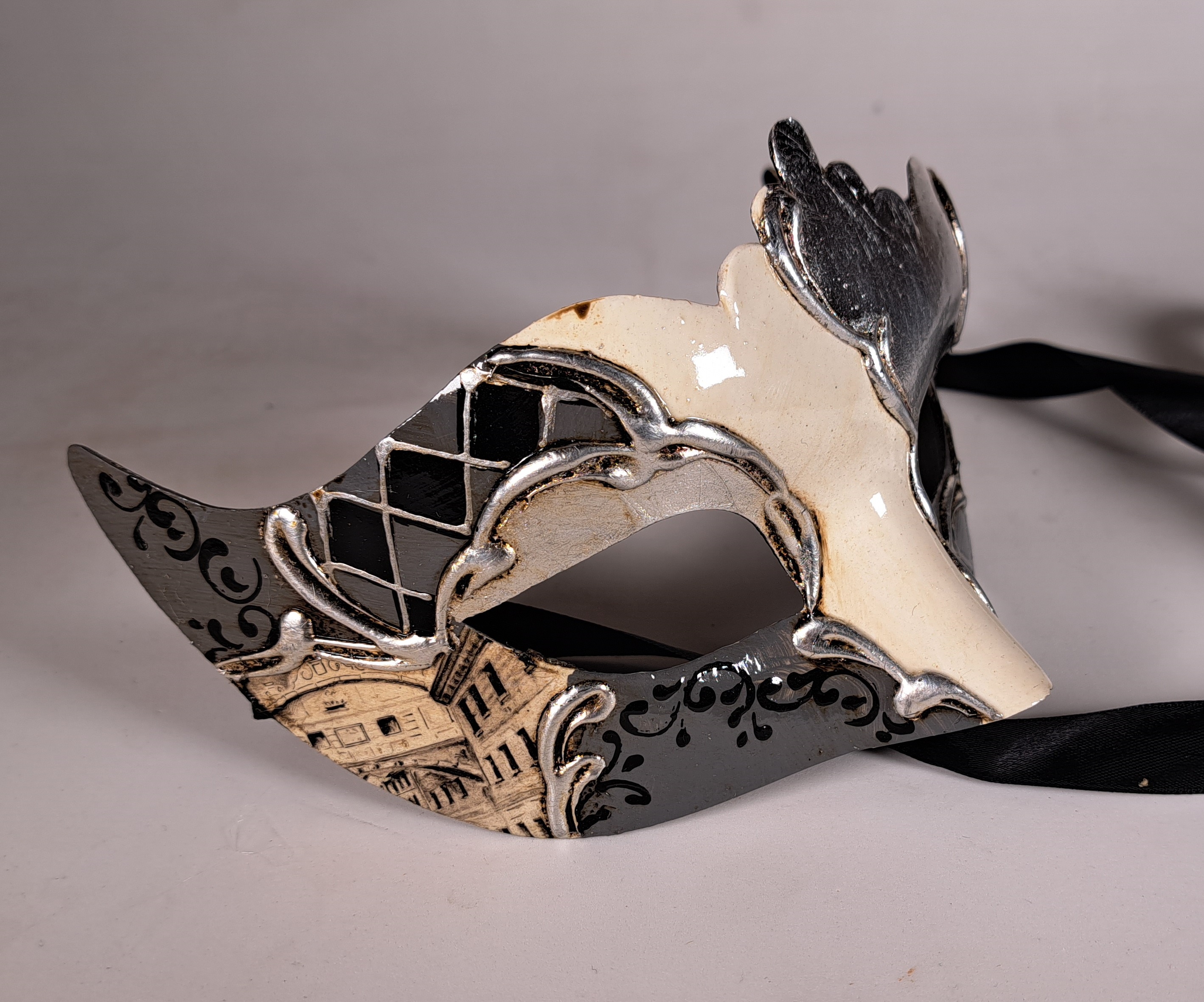 Venezianische Maske Columbine Punta VENEZIA silber