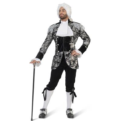 Barock Jacke silber-schwarz 52/54  mit Jabot